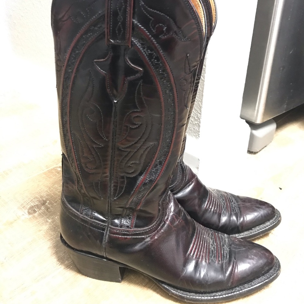 Women’s cowboy boots, rare black cherry leather